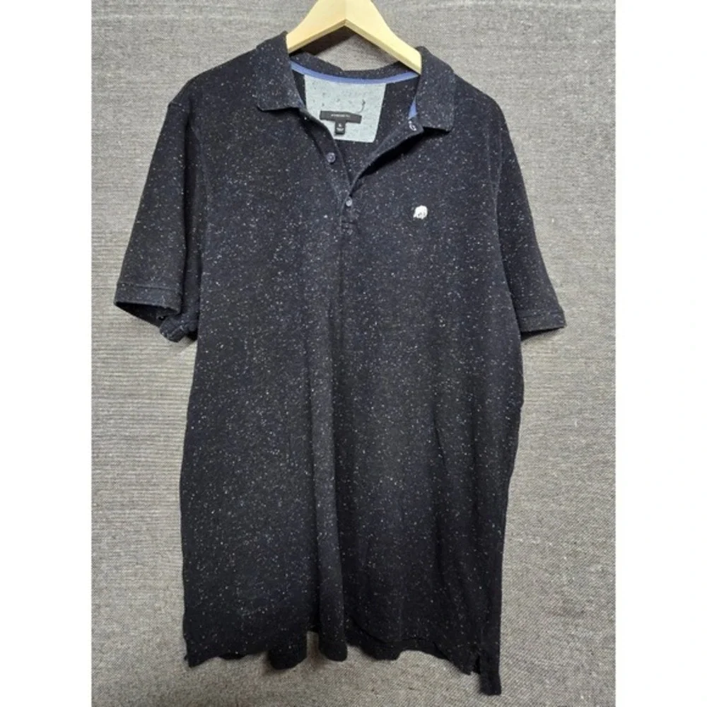 Banana Republic Mens XL Black Speckle Elephant Logo Polo Shirt‎ Standard Fit